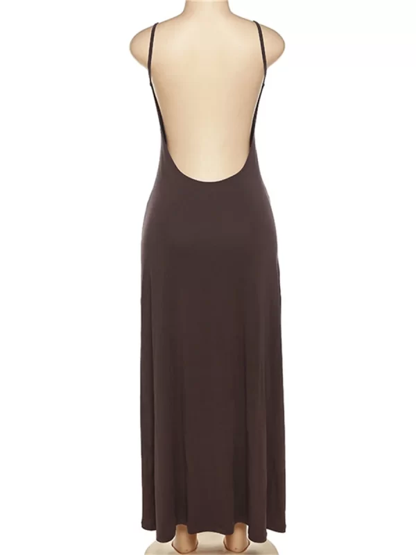 Elegant V-Neck Backless Spaghetti Strap Maxi Dress for Women - Image 4