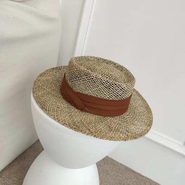 Handmade Straw Beach Hat for Women - Summer Sun Protection Visor - Image 5