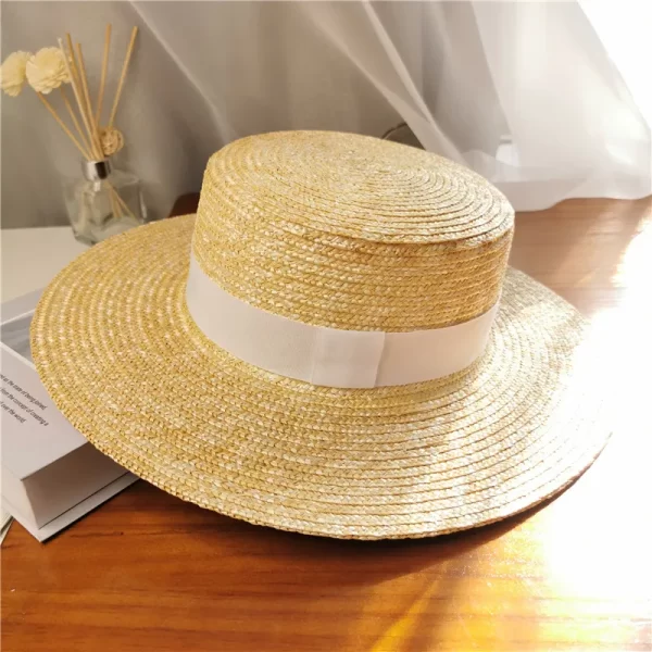 Stylish Summer Wheat Straw Boater Hat for Women - Image 5