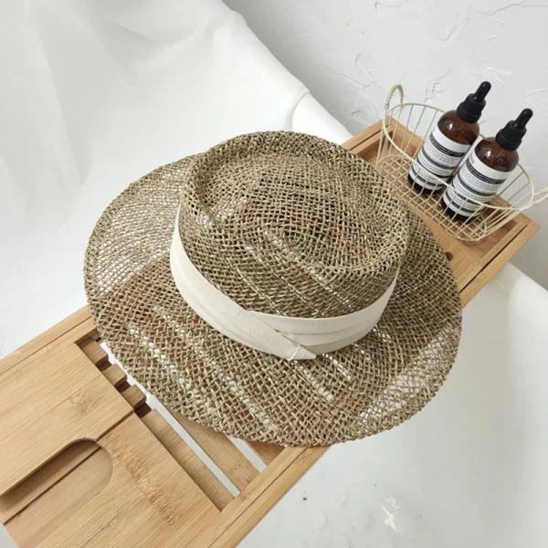 Handmade Straw Beach Hat for Women - Summer Sun Protection Visor - Image 8