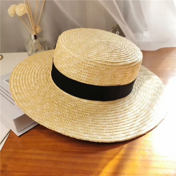 Stylish Summer Wheat Straw Boater Hat for Women - Image 6