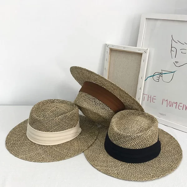 Handmade Straw Beach Hat for Women - Summer Sun Protection Visor - Image 4