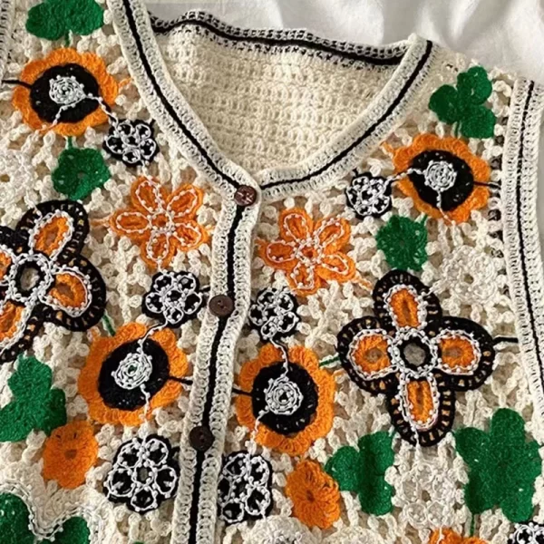 Colorful Floral Crochet Knit Vest for Women - Image 2