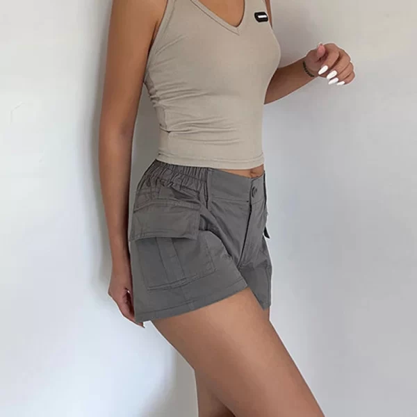 Vintage Y2K High-Waisted Cotton Cargo Shorts for Women - Image 4