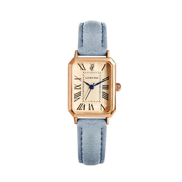 Fashionable Retro Square Dial Quartz Wristwatch with Leather Strap for Women - Image 10