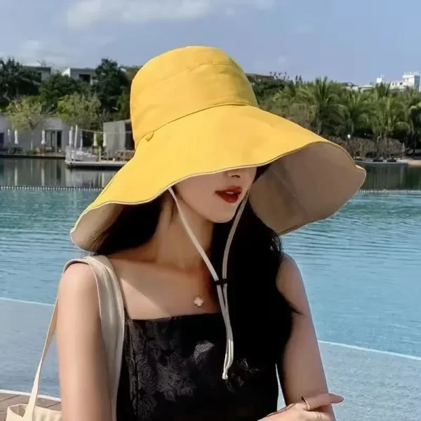 Wide Brim Double-Sided Sun Hat with UV Protection for Women - Image 7