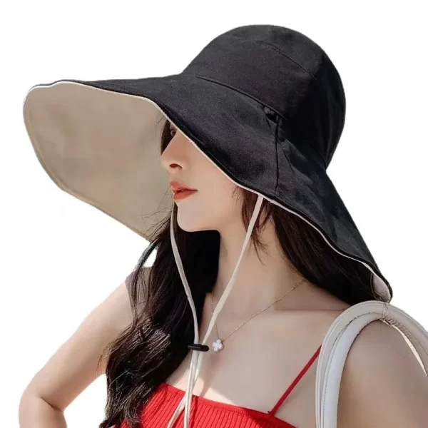 Wide Brim Double-Sided Sun Hat with UV Protection for Women - Image 6