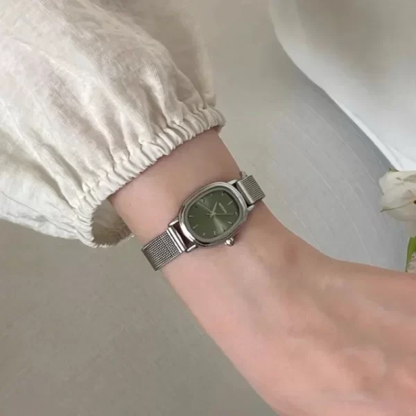 Elegant Stainless Steel Green Dial Women's Watch