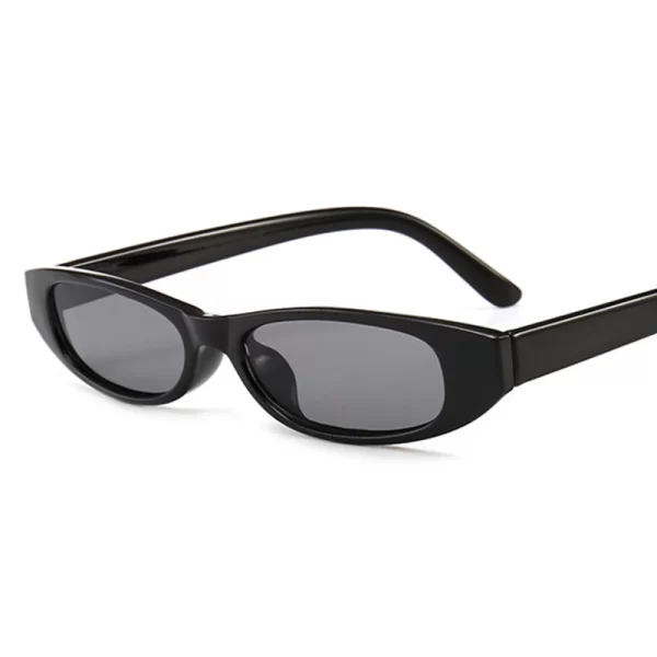 Retro Cat Eye Sunglasses for Men and Women - Luxury Tiny Rectangle Shades in Black and Red - Image 4