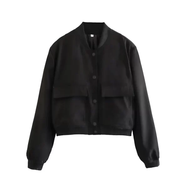 Women's Casual Cropped Bomber Jacket - Stylish Autumn Winter Outerwear - Image 6