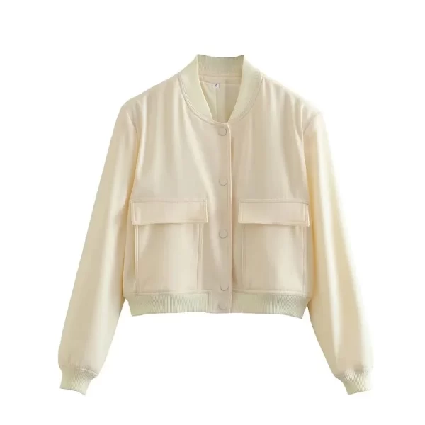 Women's Casual Cropped Bomber Jacket - Stylish Autumn Winter Outerwear - Image 8