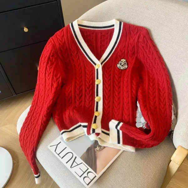 Cozy Autumn Winter V-Neck Knitting Cardigan for Women - Image 2