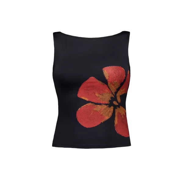 Women's Vintage Flower Print Crop Tank Top - Slim Fitted Summer Camisole - Image 5