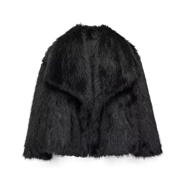 Chic Women's Faux Fur Sequin Woven Jacket - Image 8