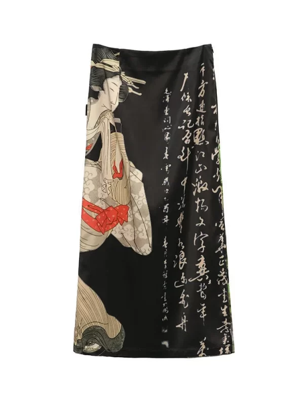 Elegant Japan Style Tie Dye A-Line Long Skirt for Women - Image 6