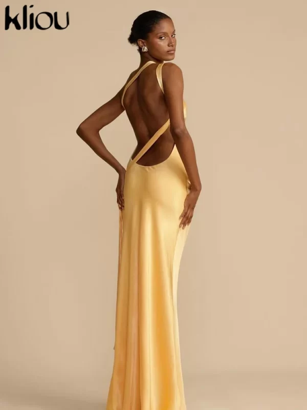 Elegant Backless Silk Maxi Dress for Women - Image 7