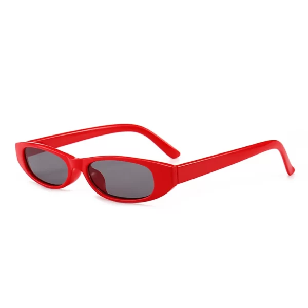 Retro Cat Eye Sunglasses for Men and Women - Luxury Tiny Rectangle Shades in Black and Red - Image 8