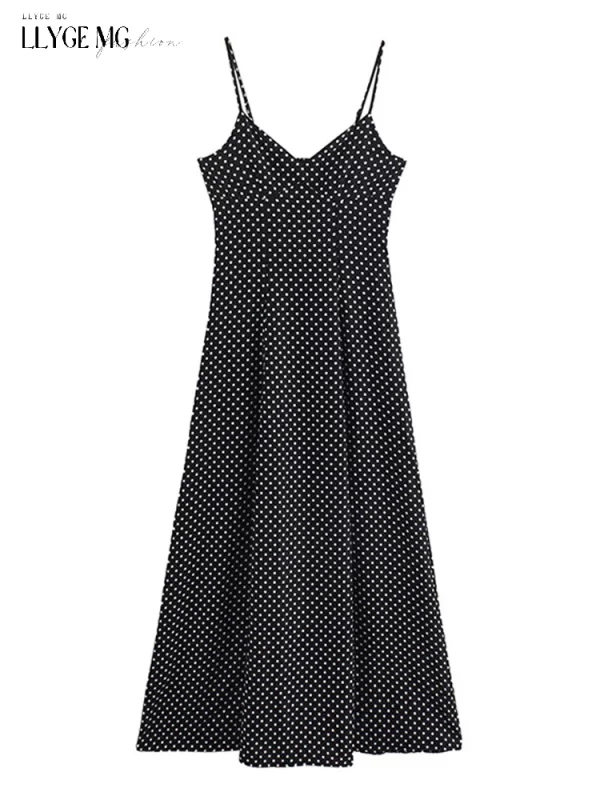 Vintage Dot Print A-Line Slip Dress for Women - Image 4