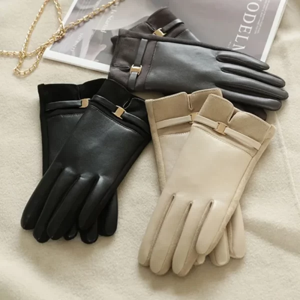 Elegant Women's Winter Suede Leather Touch Screen Gloves