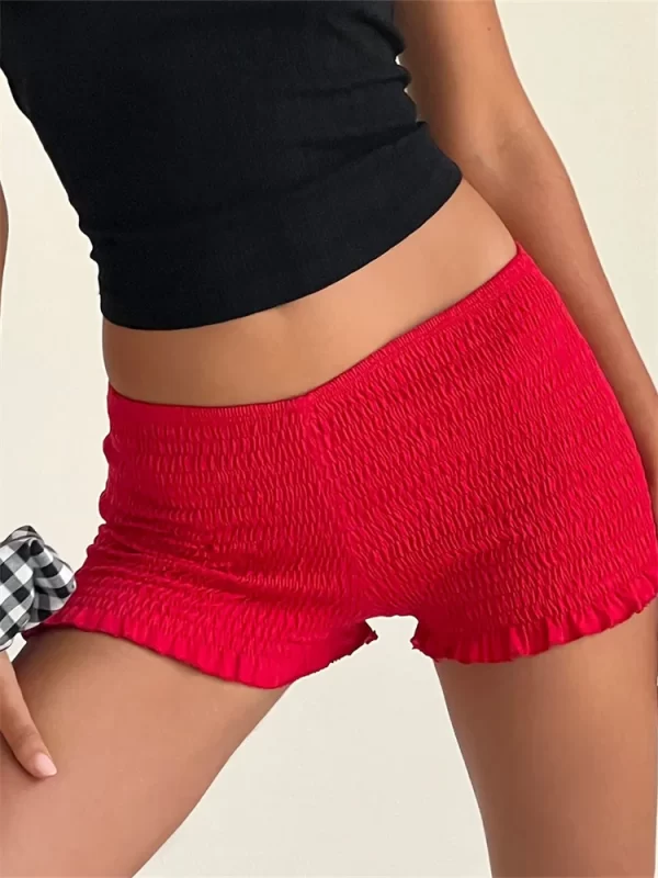 Women's Ruched Ruffle Shorts - Casual Elastic Waist Summer Wear