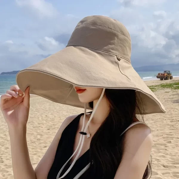 Wide Brim Double-Sided Sun Hat with UV Protection for Women - Image 9