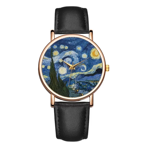 Starry Night Women's Casual Watch with Leather Strap - Image 6