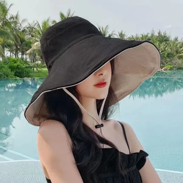 Wide Brim Double-Sided Sun Hat with UV Protection for Women