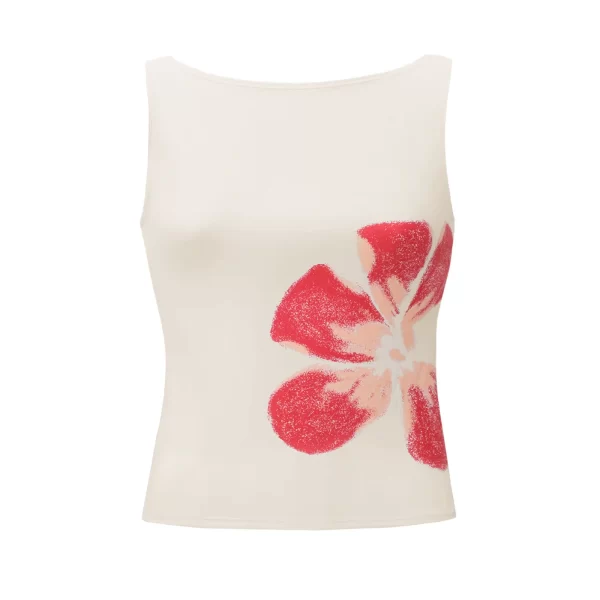 Women's Vintage Flower Print Crop Tank Top - Slim Fitted Summer Camisole - Image 7