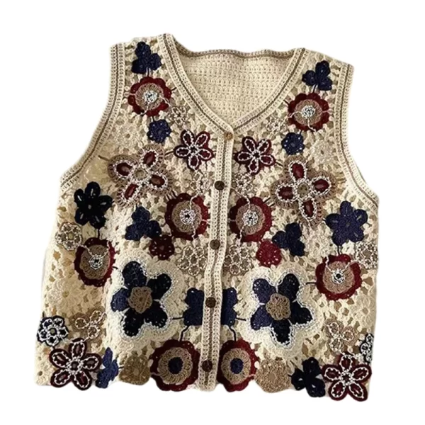 Colorful Floral Crochet Knit Vest for Women - Image 7