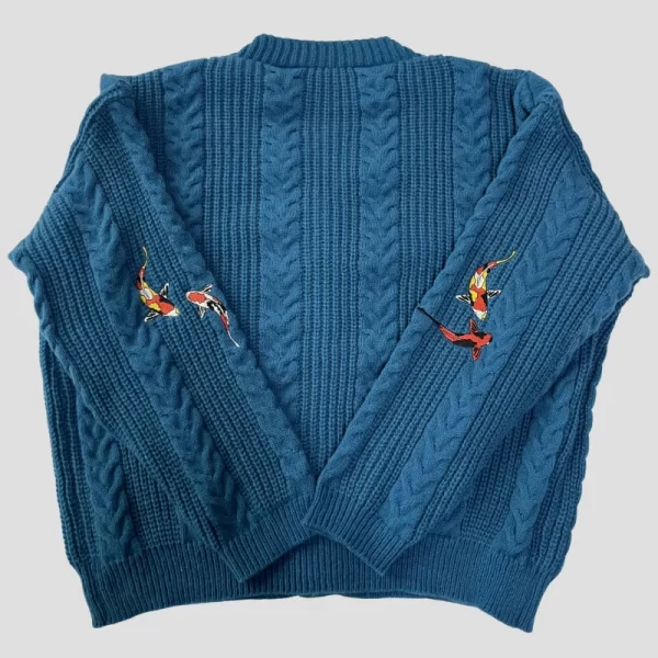 Vintage Koi Fish Embroidered Cardigan for Women