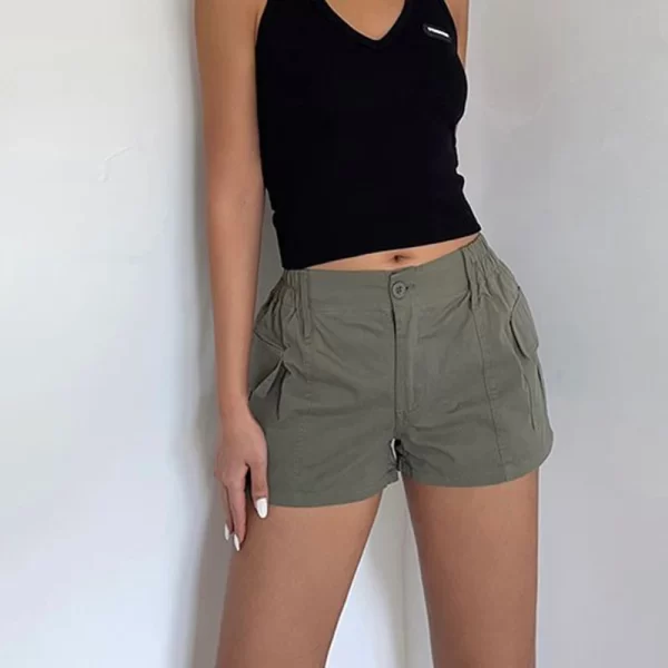 Vintage Y2K High-Waisted Cotton Cargo Shorts for Women - Image 6