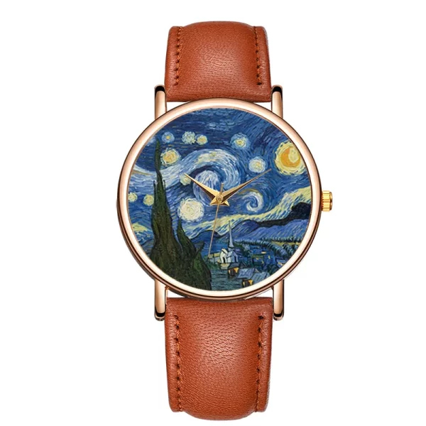 Starry Night Women's Casual Watch with Leather Strap - Image 5