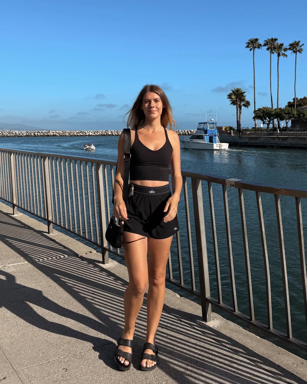 Effortlessly chic sporty black skirt ensemble