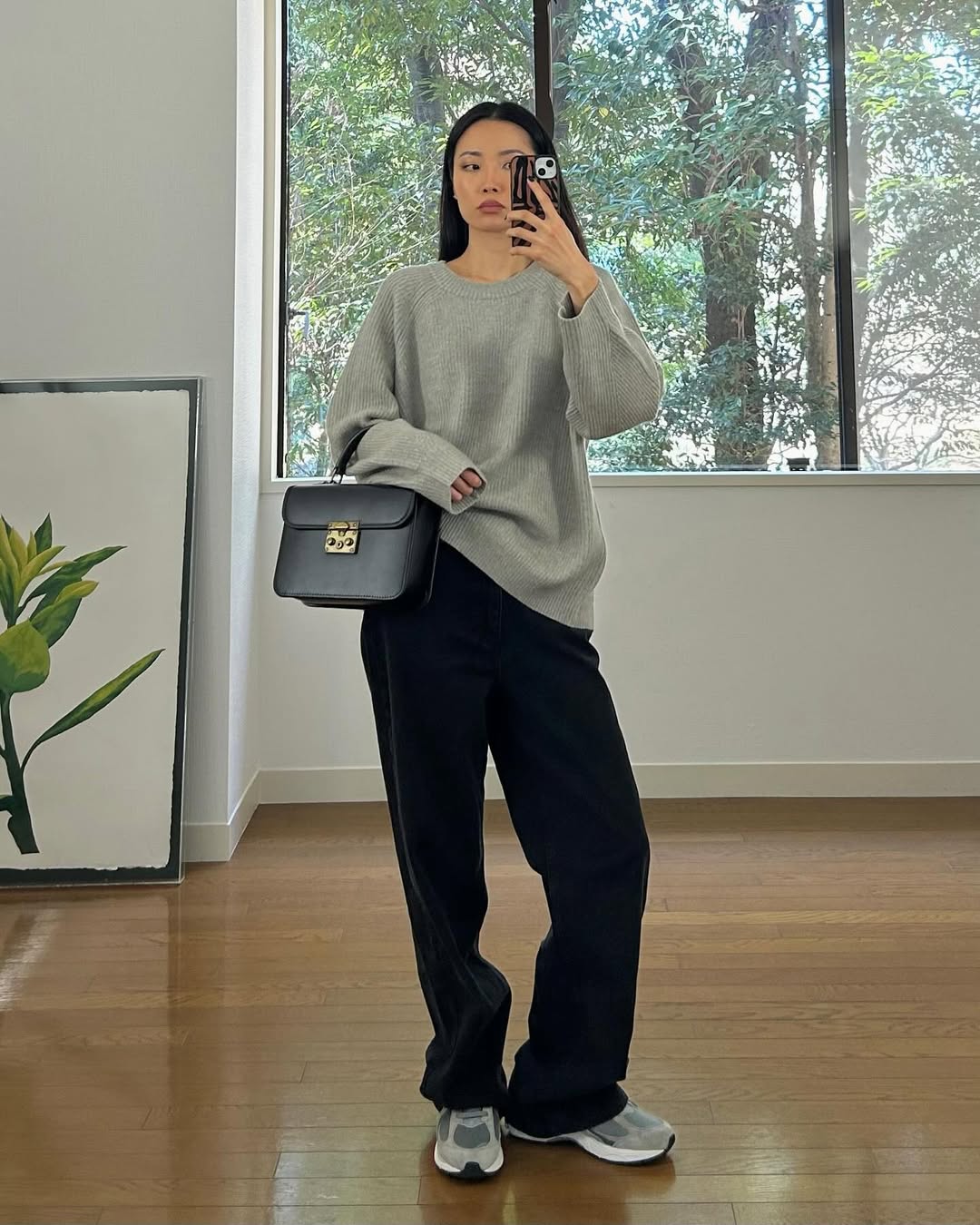 Chic and comfortable gray sweater ensemble