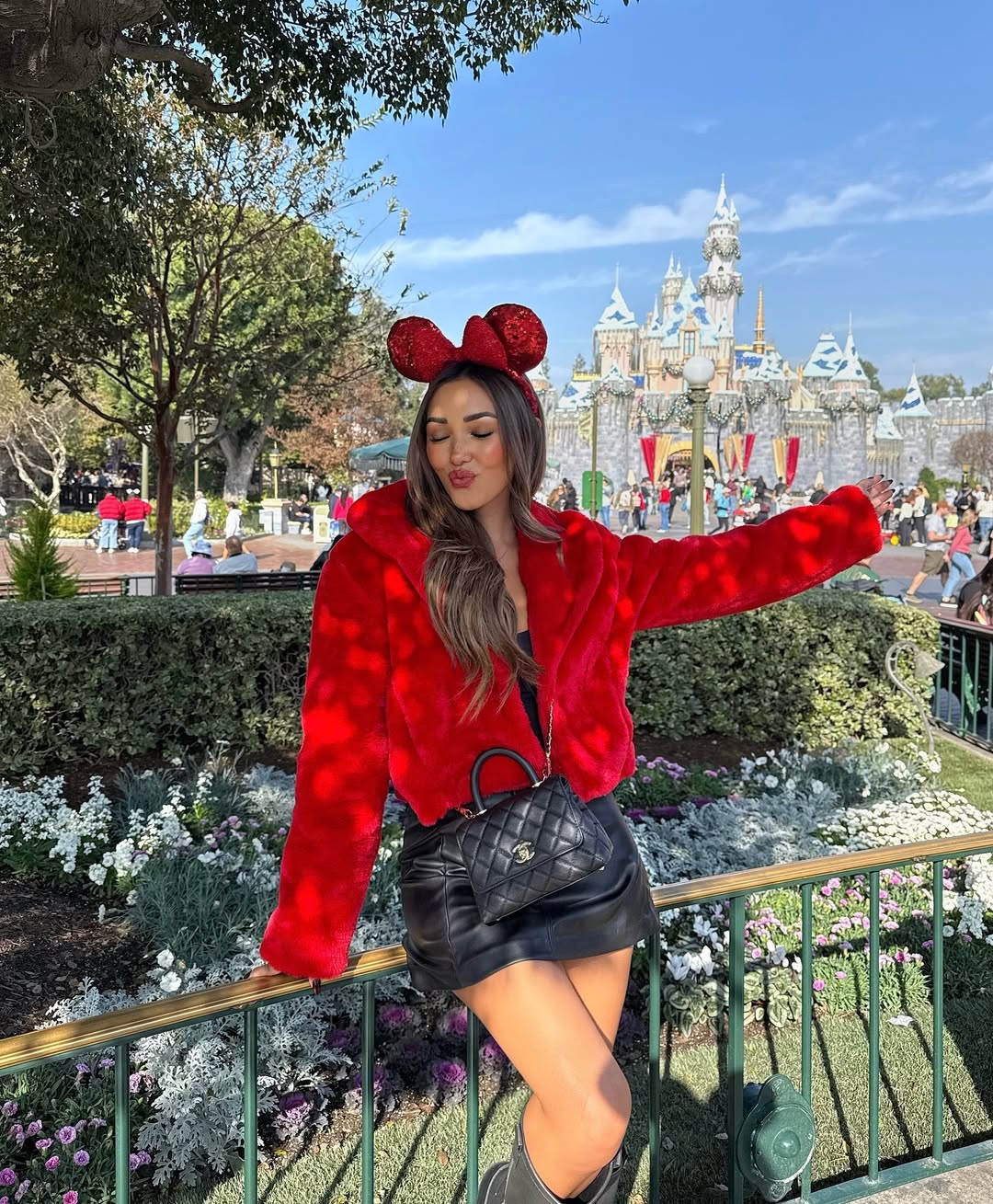 Cozy Red Fur Disney Park Outfit