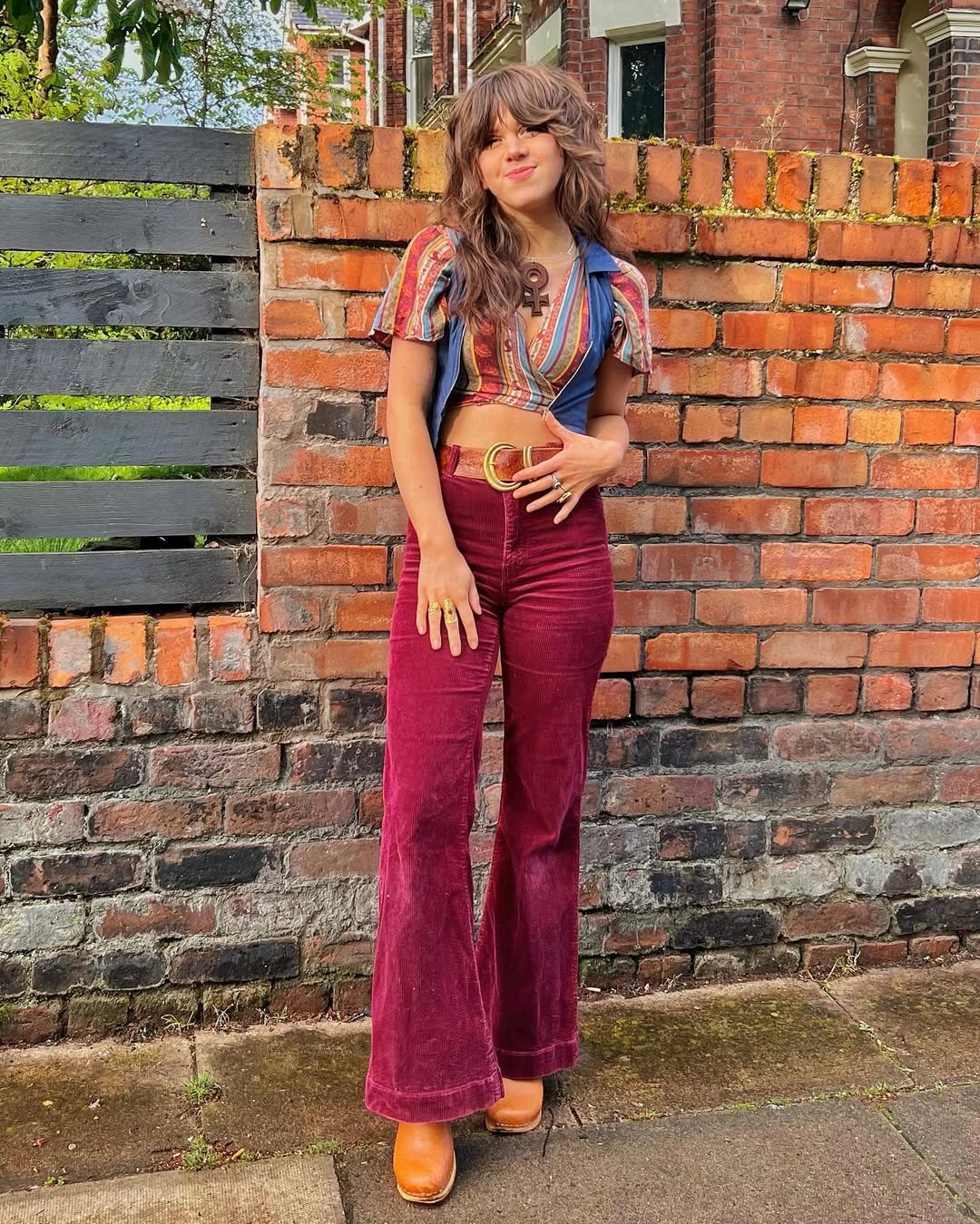Chic 70s inspired cropped top and flares