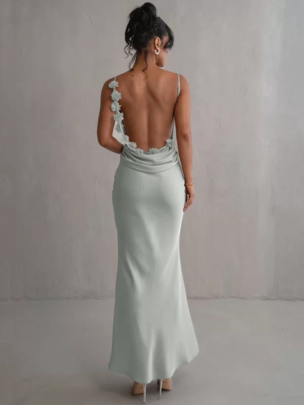 Elegant Floral Backless Maxi Dress for Women