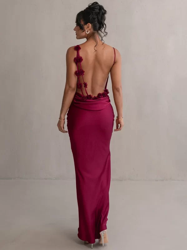 Elegant Floral Backless Maxi Dress for Women - Image 6