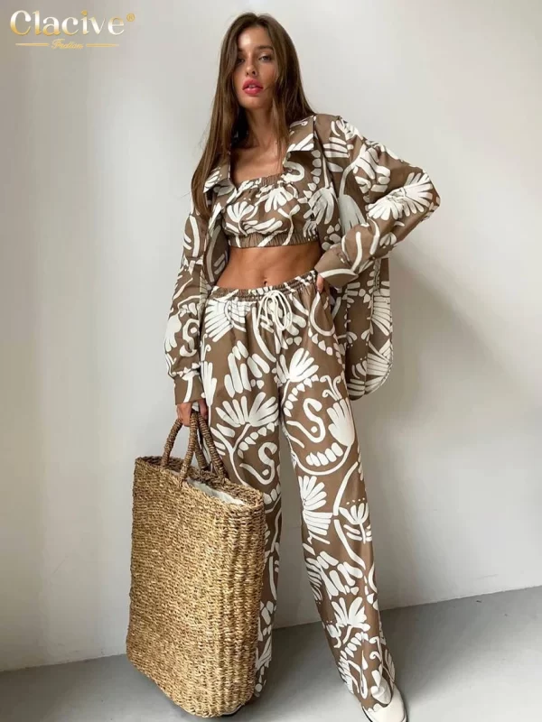 Elegant 3-Piece Loose Print Set for Women