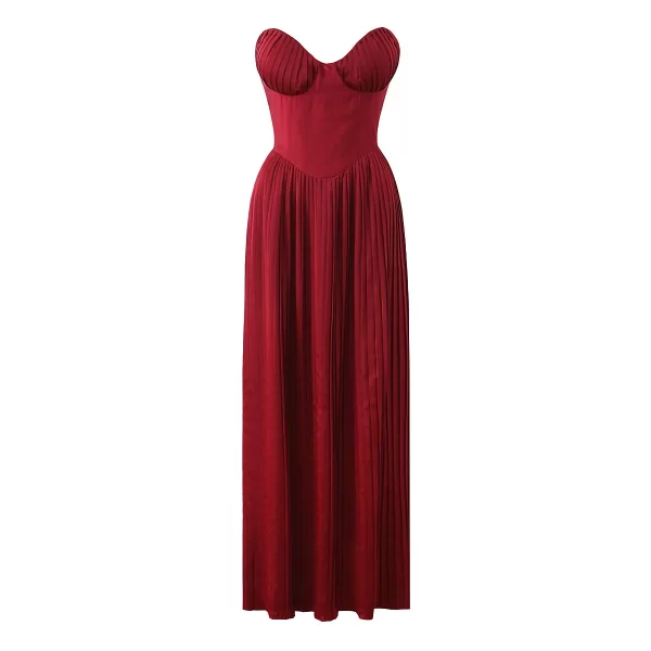 Elegant Strapless Pleated Maxi Dress for Women 2024 - Image 6