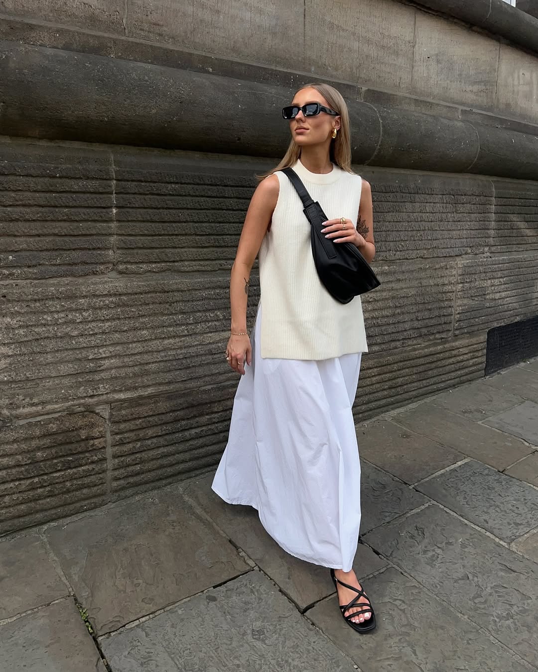 Chic white skirt with simple sleeveless top