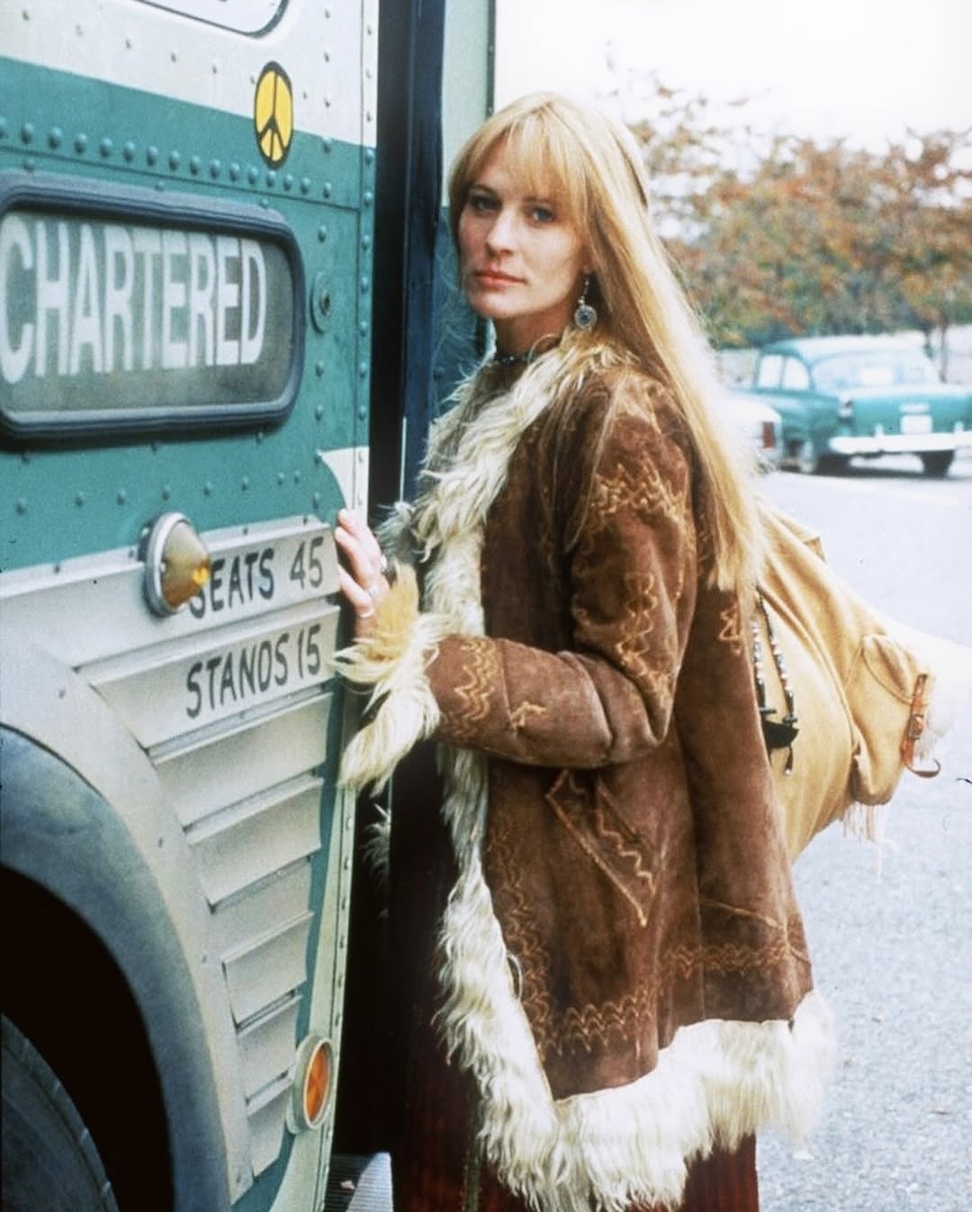 Chic 70s Vintage Suede with Fur Trim